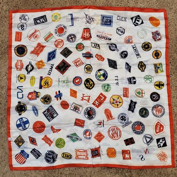 Vintage 1970s Train Railway Scarf Advertising by Charles Products 29x29 Inch - Picture 3 of 4